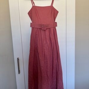 Pink Maxi Dress with Belt